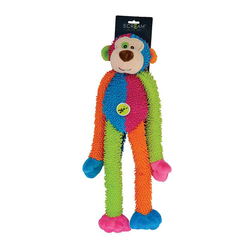 Scream Crew Monkey Dog Squeaker Toy Loud Multicolour 43cm