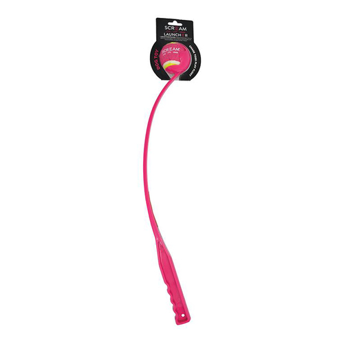 Scream Ball Launcher Throw & Fetch Dog Toy Loud Pink 65cm