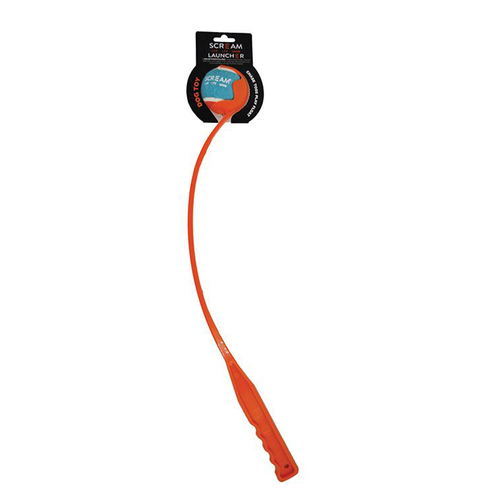 Scream Ball Launcher Throw & Fetch Dog Toy Loud Orange 65cm