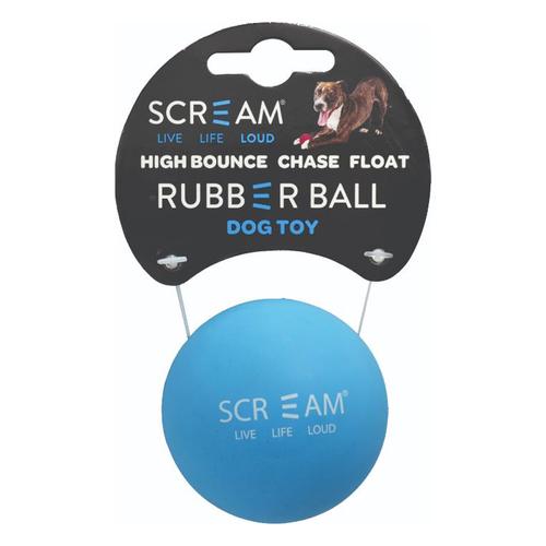 Scream Rubber Ball High Bounce Dog Toy Loud Blue 6cm
