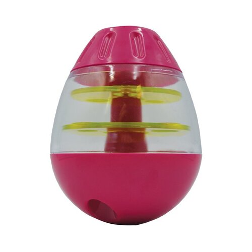 Scream Tip & Roll Dog Treat Dispenser Loud Pink & Green 13cm