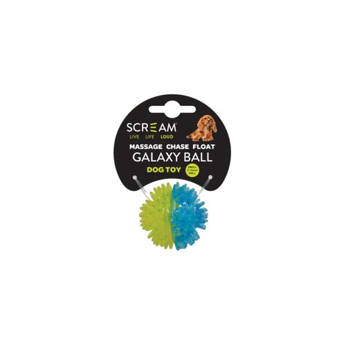 Scream Galaxy Ball Interactive Dog Toy Small Loud Green/Blue