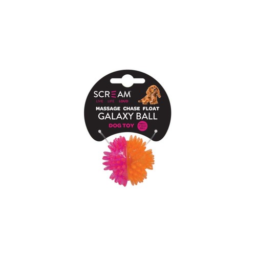 Scream Galaxy Ball Interactive Dog Toy Small Loud Pink/Orange