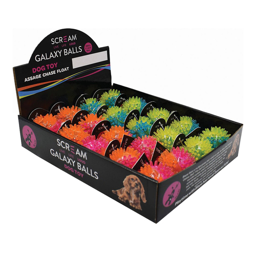 Scream Galaxy Ball Interactive Pet Dog Toy Counter Display Small 20 Pack