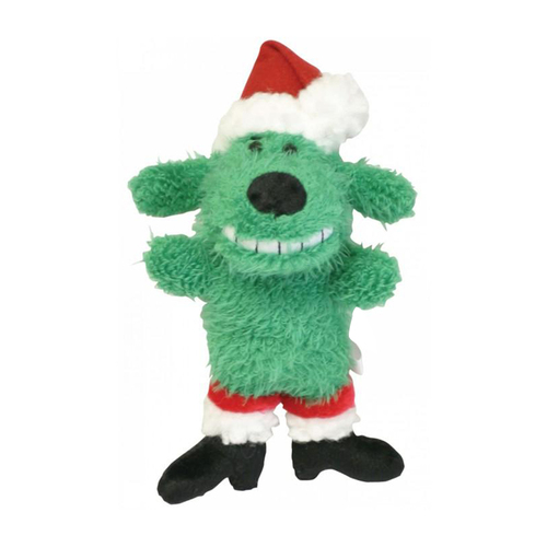 Multipet Christmas Loofa Plush Dog Squeaker Toy Green Mini 15cm