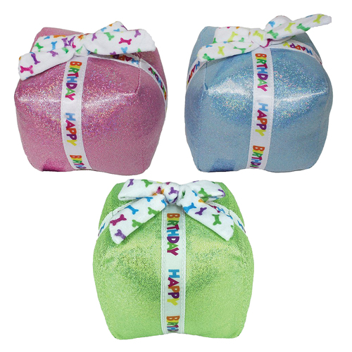 Multipet Birthday Present Plush Pet Dog Squeaker Toy Assorted 14cm