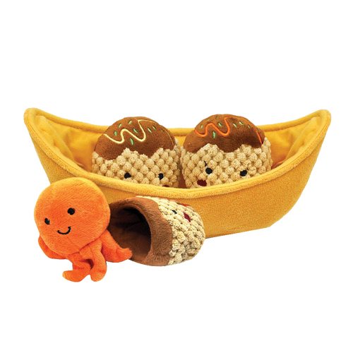 HugSmart Puzzle Hunter Foodie Japan Takoyaki Plush Dog Squeaker Toy