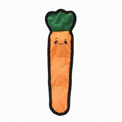 HugSmart Fuzzy Friendz Squeakin Vegetable Carrot Plush Dog Squeaker Toy