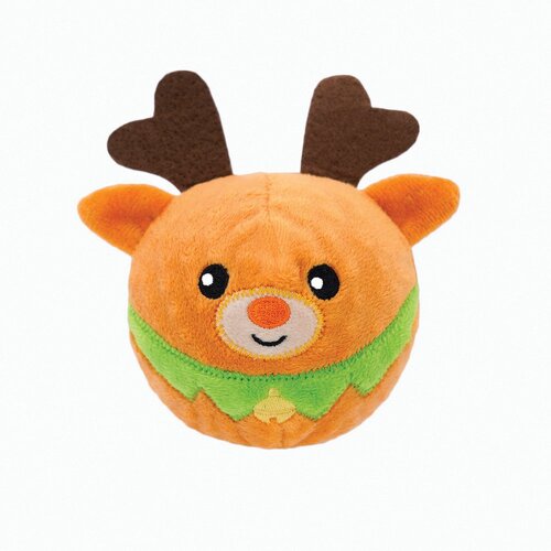 HugSmart Super Ball Happy Woofmas Reindeer Plush Dog Toy 10 x 12cm