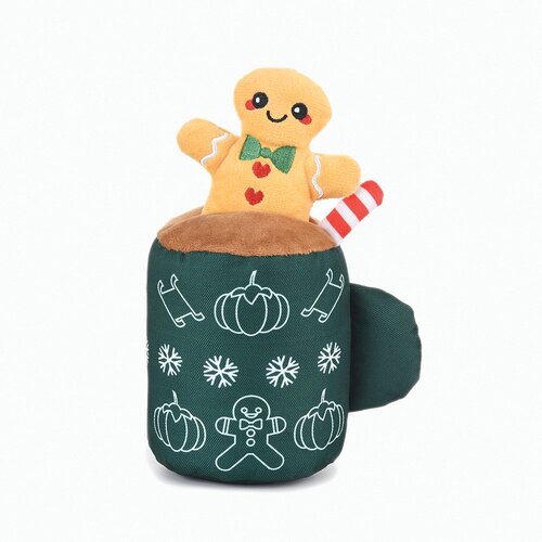 HugSmart Fuzzy Friendz Happy Woofmas Gingerbread Latte Dog Toy 12.7 x 10.2cm
