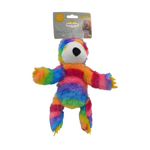 Prestige Pet Snuggle Buddies Sloth Plush Dog Squeaker Toy Rainbow Small