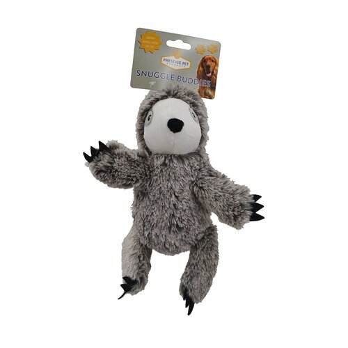 Prestige Pet Snuggle Buddies Sloth Plush Dog Squeaker Toy Grey Small