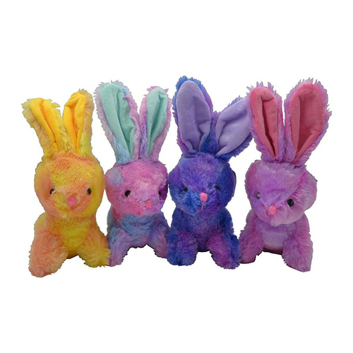 Prestige Pet Snuggle Buddies Tie Dye Bunny Plush Dog Squeaker Toy Assorted