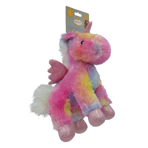 Prestige Pet Snuggle Buddies Tie Dye Unicorn Plush Dog Squeaker Toy Rainbow