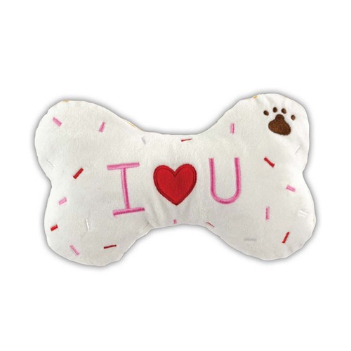 Prestige Pet Snuggle Pals Plush I Love You Bone Dog Squeaker Toy (SPECIAL)