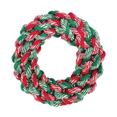 Prestige Pet Christmas Wreath Rope Interactive Play Dog Toy Small 15cm