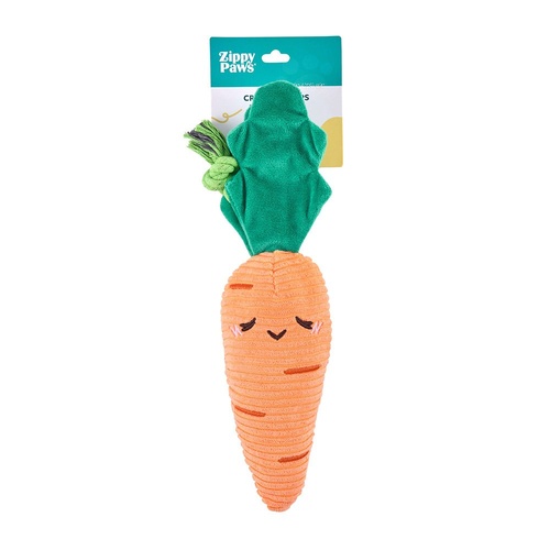 Zippy Paws Crinkle Crops Carrot Interactive Plush Dog Squeaker Toy 30cm