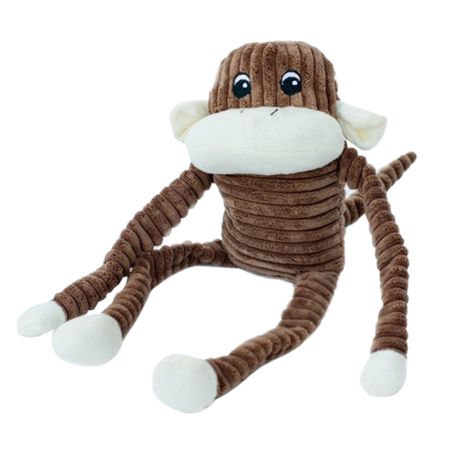 Zippy Paws Spencer Crinkle Monkey Plush Dog Squeaker Toy Brown Large 42 x 17cm