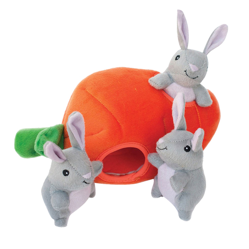 Zippy Paws Zippy Burrow Bunny N Carrot Interactive Dog Squeaker Toy