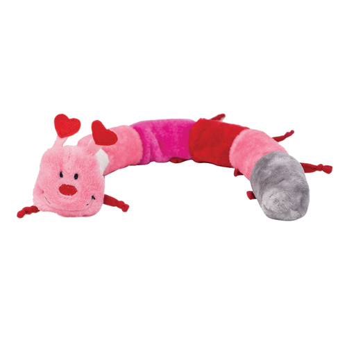 Zippy Paws Caterpillar w/ Squeakers Pet Dog Squeaker Toy Pink Deluxe