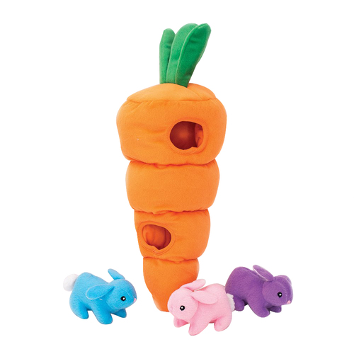 Zippy Paws Zippy Burrow Easter Carrot Interactive Pet Dog Squeaker Toy