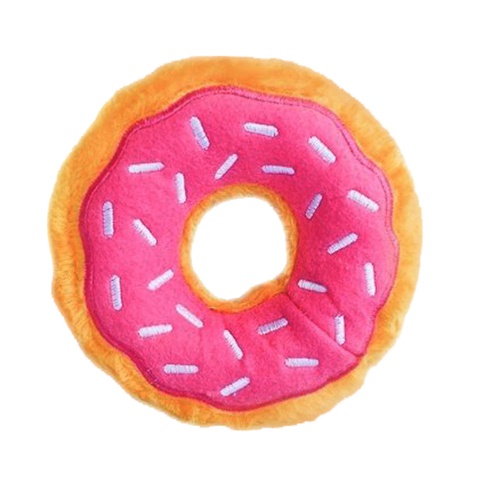 Zippy Paws Donutz Strawberry Plush Dog Squeaker Toy Mini 12.5 x 4cm