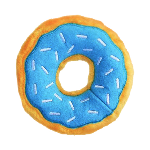 Zippy Paws Donutz Blueberry Plush Dog Squeaker Toy Mini 12.5 x 4cm