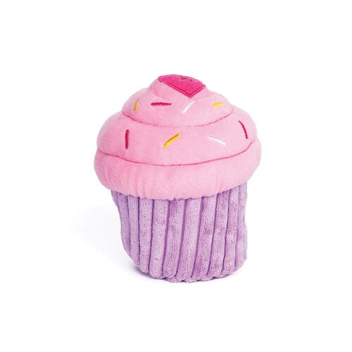 Zippy Paws Cupcake Pink Plush Dog Squeaker Toy 14 x 10cm