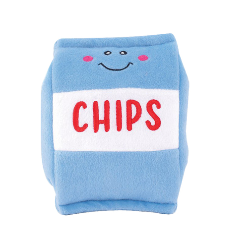 Zippy Paws Nomnomz Chips Interactive Plush Pet Dog Squeaker Toy