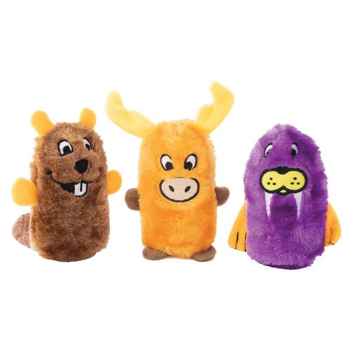 Zippy Paws Squeakie Buddies Beaver Moose & Walrus Plush Dog Toy 3 Pack