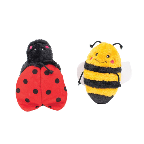 Zippy Paws Crinkle Bee & Lady Bug Interactive Pet Dog Squeaker Toy 2 Pack