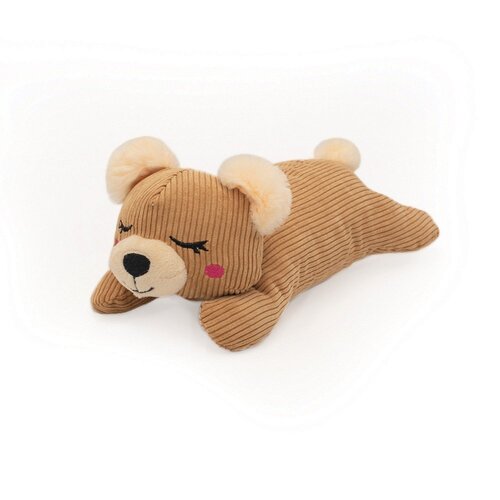 Zippy Paws Snooziez with Shhhqueaker Bear Pet Dog Squeaker Toy