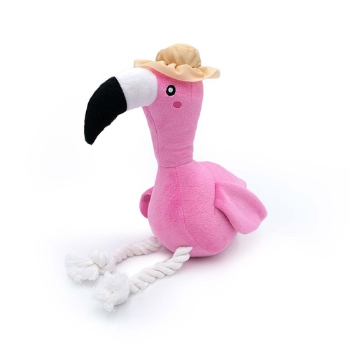 Zippy Paws Playful Pal Freya the Flamingo Interactive Plush Dog Squeaker Toy