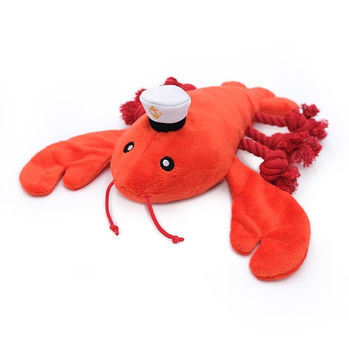 Zippy Paws Playful Pal Luca the Lobster Interactive Plush Dog Squeaker Toy