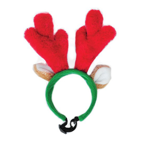 Zippy Paws Holiday Antlers Reindeer Headband for Dogs Small