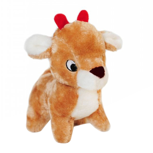 Zippy Paws Holiday Deluxe Reindeer Dog Squeaker Toy 22 x 20cm