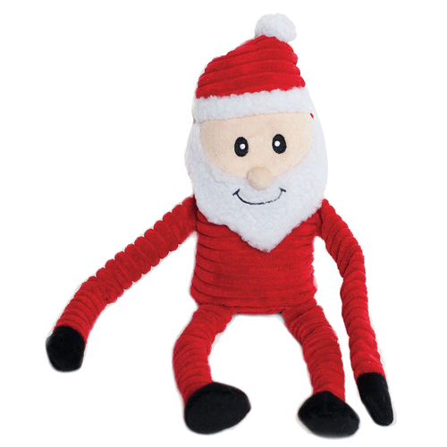 Zippy Paws Holiday Crinkle Santa Interactive Pet Dog Squeaker Toy Large