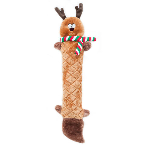Zippy Paws Holiday Jiggerz Reindeer No Stuffing Dog Squeaker Toy 53 x 13cm