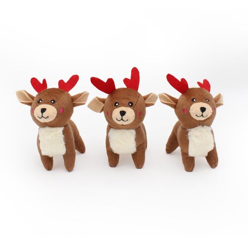 Zippy Paws Holiday Miniz Reindeer Interactive Play Pet Dog Toy 3 Pack