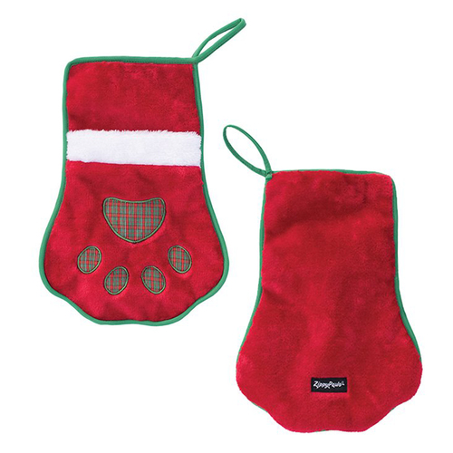 Zippy Paws Holiday Stocking Red Paw for Dogs 35 x 25cm