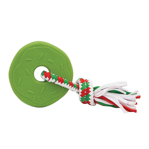 Zippy Paws Holiday Teether Donut Dog Chew Toy Green 20 x 10cm