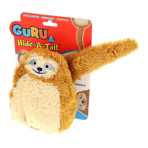 Guru Hide-A-Tail Sloth Plush Dog Squeaker Toy Medium 31 x 15 x 16cm