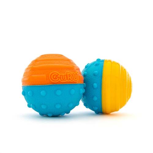 Guru Crunch & Squeak Ball Interactive Play Dog Squeaker Toy 2 Pack 6.9cm