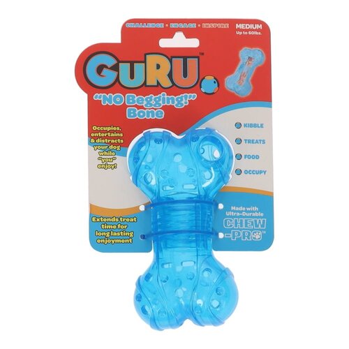 Guru No Begging Bone Treat Dispenser Dog Toy Medium 15 x 8 x 5.5cm