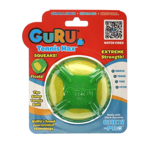 Guru Tennis Max Ball Interactive Play Durable Dog Squeaker Toy Large