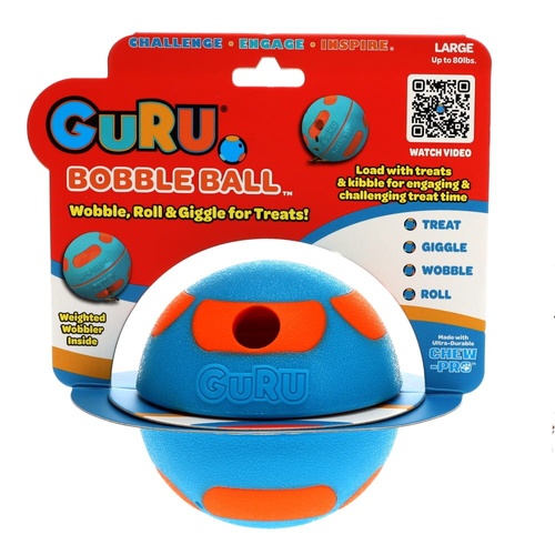 Guru Bobble Ball Interactive Slow Feeder Durable Dog Toy Large 10cm