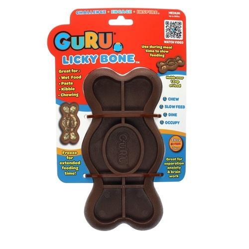 Guru Licky Bone Interactive Slow Feeder Pet Dog Chew Toy Medium