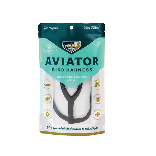 The Aviator Adjustable Safety Harness & Leash for Birds Black Mini