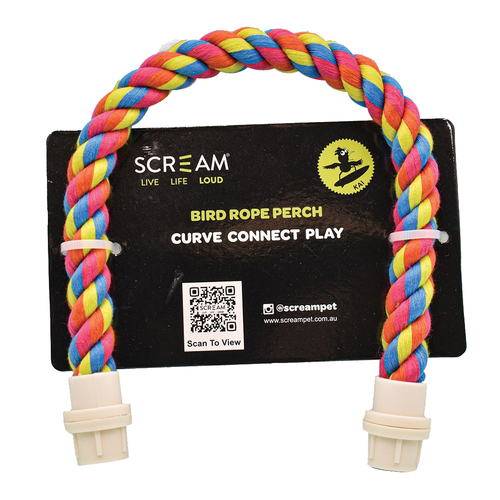Scream Bird Rope Perch Sturdy Cotton Bird Toy Multicolour Small