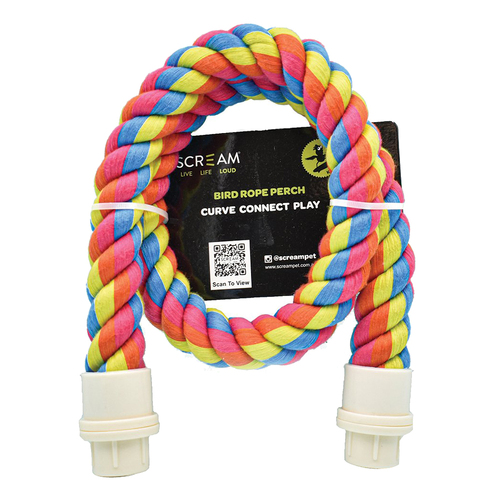 Scream Bird Rope Perch Sturdy Cotton Bird Toy Multicolour XL